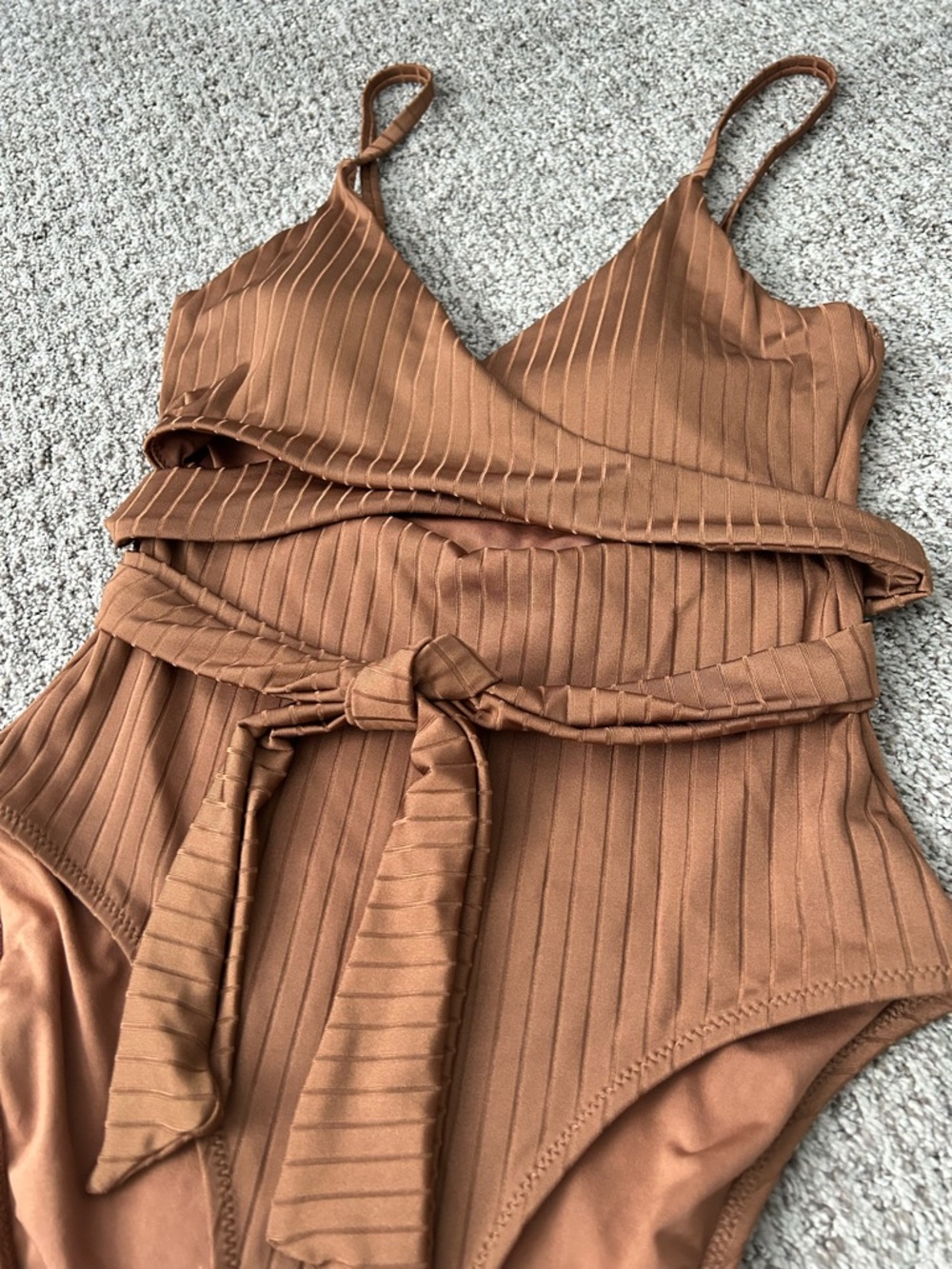 aerie Ribbed One-Piece Swimsuit in Warm Brown - Picture 6 of 9